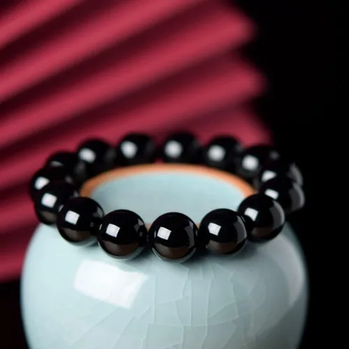 Miniatura 4 de Dczosily Pulsera de ónix natural para hombres y mujeres, hecha a mano, pulsera elástica con cuentas de ágata de cristal, joyería curativa