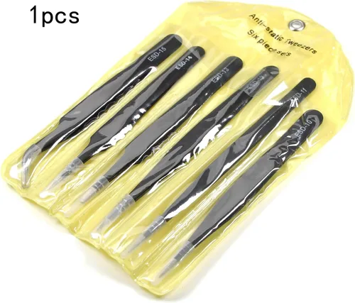 Miniatura 4 de Utoolmart Juego de pinzas de precisión, 6 en 1 de acero inoxidable antiestáticas industriales ESD, para soldadura electrónica, reparación