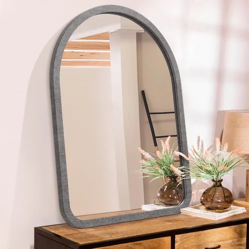 Miniatura 11 de Espejo de pared arqueado negro con marco de madera rústica antigua para el nuevo hogar, tocador, granja, baño, dormitorio, entrada, pasillo, pequeño