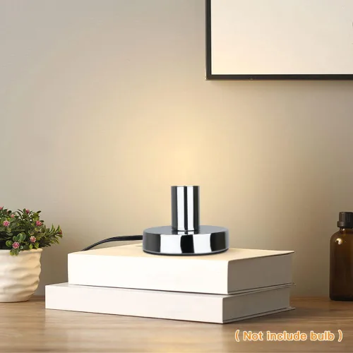 Miniatura 9 de Base de lámpara de mesa industrial Helunsi, base de lámpara E26 E27 plateada sin pantalla, base de lámpara de escritorio corta expuesta, soporte