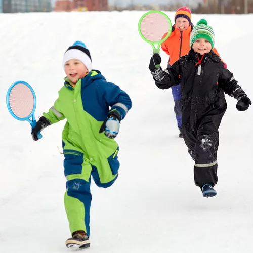 Miniatura 6 de Wettarn 8 raquetas de tenis de plástico para niños, con 4 pelotas de tenis y 4 volantes, juego de raquetas de playa en 3 colores para niños, regalos