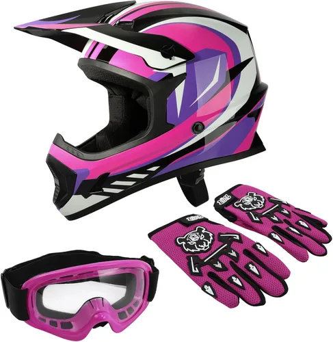 Miniatura 20 de TCT-MOTORPARTS DOT - Casco de motocross para niños y jóvenes, casco de cara completa para motocross, ATV, todoterreno, casco de cuatro ruedas, araña