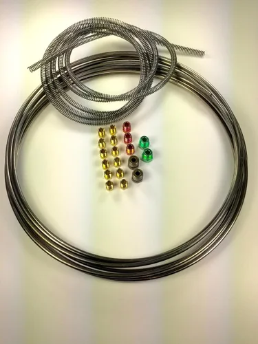Kit para línea de frenos, de acero inoxidable, rollo de acero inoxidable de 3/16". Se incluyen accesorios, tubos y blindajes.