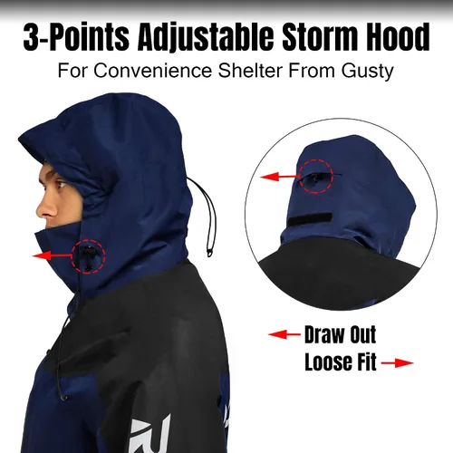 Miniatura 4 de Rodeel Chaqueta rompevientos ligera para hombre, resistente al agua, con capucha para exteriores