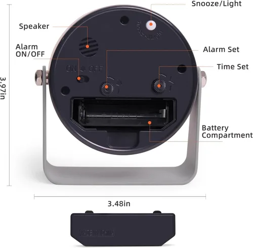Miniatura 3 de Reloj de alarma analógico, silencioso, de movimiento de cuarzo sin tictac, funciona con pilas, con función de repetición y luz bajo demanda, fácil