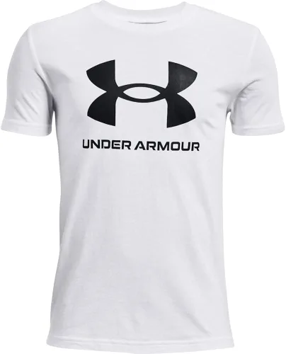 Under Armour Camiseta de manga corta con logotipo deportivo para niño