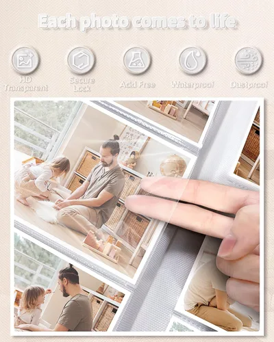 Miniatura 4 de Álbum de fotos Artfeel 4x6 con 300 bolsillos, álbumes de fotos deslizables, libro de recuerdos con cubierta de lino y ventana frontal, libro