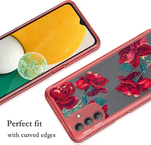 Miniatura 4 de Funda compatible para Samsung Galaxy A13, funda para Galaxy A13, material acrílico a prueba de golpes, con hermoso patrón de rosa para Samsung