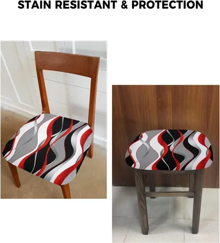 Miniatura 6 de LiDU Juego de 4 fundas de asiento de otoño de calabazas naranjas para sillas de comedor, fundas protectoras para sillas de Acción de Gracias, fundas