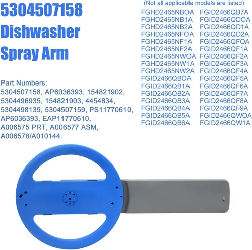 Miniatura 7 de Actualizado 5304507158 5304518968 Brazo de lavado inferior para lavavajillas con 154294101, 154252701 Conjunto para brazo de pulverización