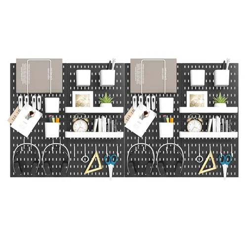 Miniatura 14 de Kit de combinación de tablero de clavijas, 4 tableros de clavijas con 20 accesorios, organizador de pared de tablero de clavijas para oficina, Blanco