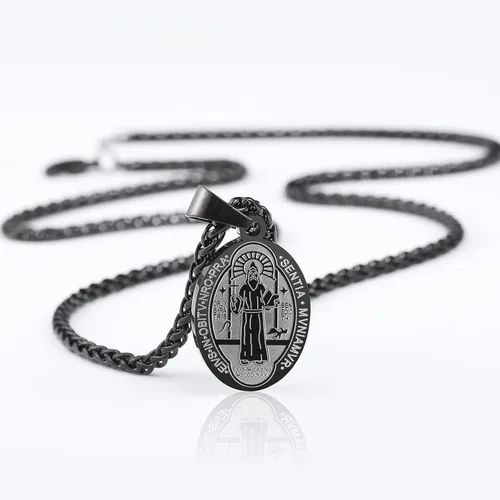 Miniatura 5 de RS Collar con medalla de San Miguel, Cristóbal, JudeBenedictoJoséAntonio, para hombres, 24 en regalos religiosos
