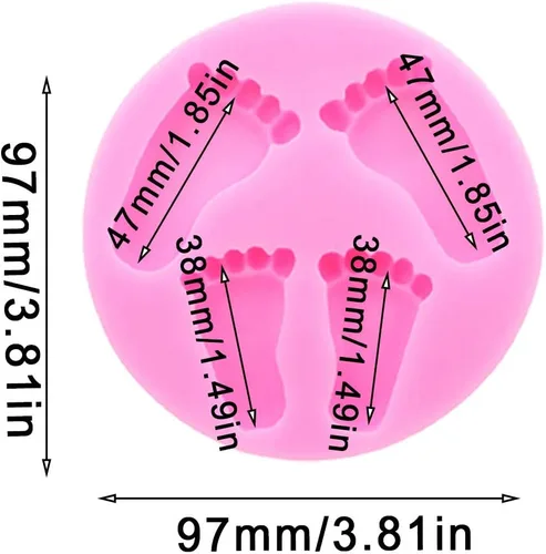Miniatura 2 de Molde de silicona 3D para pies de bebé, 4 piezas, molde de chocolate para pies de bebé, decoración de pastel de ducha, molde para hornear bricolaje
