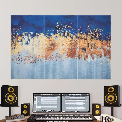 Miniatura 8 de VEVOR Paquete de 6 Paneles Acústicos de Arte, 70.87 x 47.24 x 0.4 pulgadas Azulejos de Pared Insonorizados, Tableros Autoadhesivos Decorativos
