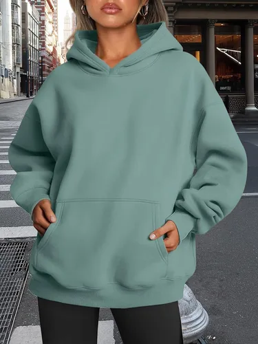 Miniatura 72 de Trendy Queen - Sudaderas extragrandes con capucha para mujer, suéteres de manga larga, sin botones, de vellón, de otoño, ropa de invierno