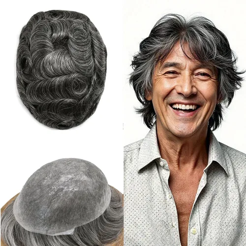 Miniatura 27 de Super Thin Skin Mens Toupee 0.001 in - Sistema de cabello de piel ultrafina para hombres, cabello humano negro, marrón, rubio, gris, peluca