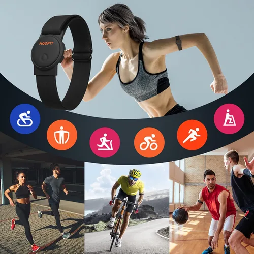 Miniatura 6 de moofit Brazalete con monitor de frecuencia cardíaca HW401, resistente al agua IP67, compatible con Bluetooth/ANT+, pulsera con sensor de frecuencia