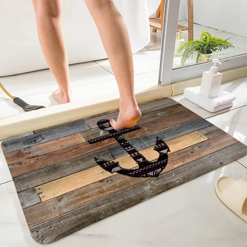 Miniatura 15 de LYFANS Alfombras de baño de espuma de esponja absorbente suave para baño y cocina (47 x 18 pulgadas), tapete de franela antideslizante brillante
