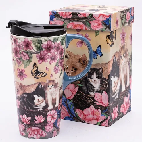 Miniatura 10 de DUSVALLY - Taza de viaje de cerámica de 17 onzas con tapa y asa, taza de café de gran ola, taza de té de arte japonés, apta para microondas
