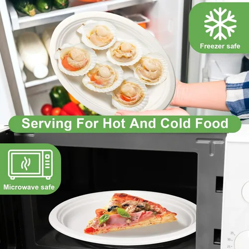 Miniatura 4 de Platos desechables ovalados ecológicos – Platos de papel grandes y resistentes de 12 pulgadas, paquete a granel para barbacoa, fiesta, picnic