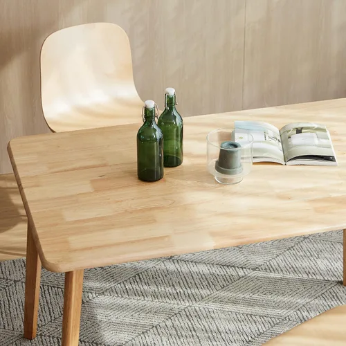 Miniatura 3 de Livinia Canberra 47.2" Mesa de comedor rectangular de madera/Mesa de cocina de roble malayo moderno de mediados de siglo (roble natural) Solo mesa