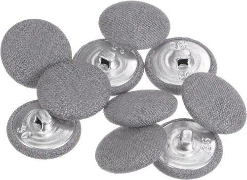 Miniatura 72 de HARFINGTON 10 botones de tela de 24L cubiertos de tela de 0.59 pulgadas, vástago de metal, botones de costura redondos para trajes, blusas de Azul