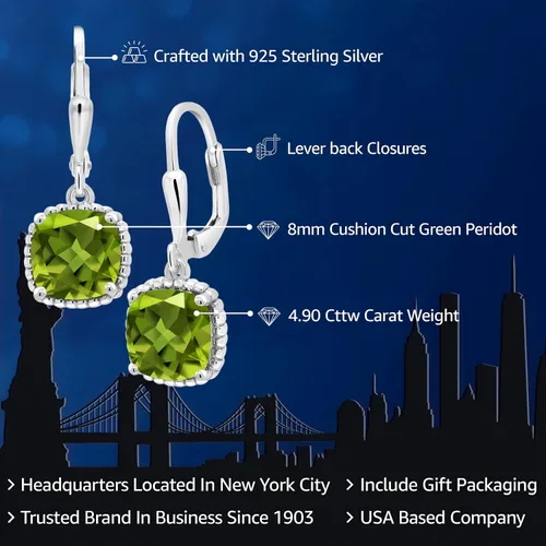 Miniatura 7 de Gem Stone King Aretes colgantes de plata de ley 925 de 0.315 pulgadas para mujer