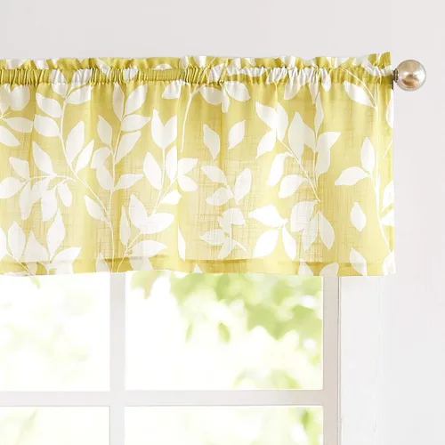 Miniatura 11 de Treatmentex Cortinas azules de cocina de 24 pulgadas con estampado de hojas blancas cortas para ventanas pequeñas, 2 paneles