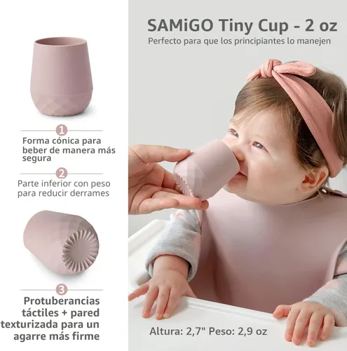 Miniatura 2 de SAMiGO Vasos de silicona para bebés de 6 a 12 meses, pequeñas tazas abiertas para entrenamiento y beber agua, suministros de destete dirigido por