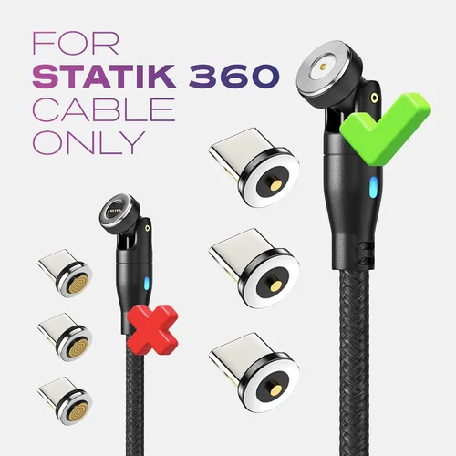 Miniatura 5 de Statik Conector magnético USB-C para cable de carga magnético, paquete de 3 adaptadores USB-C para cargador de cable, se ajusta fácilmente en su
