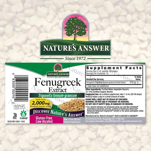 Miniatura 2 de Nature's Answer Semilla de fenogreco con alcohol orgánico de 2000 mg de extracto de 1 oz Reproductivo femenino y apoyo para la lactancia Ayuda
