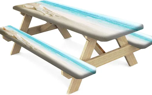 Miniatura 12 de Mantel ajustable para mesa y banco de pícnic de Halloween, diseño de fantasma, impermeable, 28 x 72 pulgadas, juego de 3 piezas, mantel ajustable al