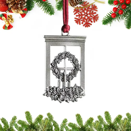 Miniatura 14 de Adornos navideños, 2024 Adorno de árbol de Navidad de peltre sólido hecho a mano de metal para colgar, artesanía DIY, coleccionables para árboles