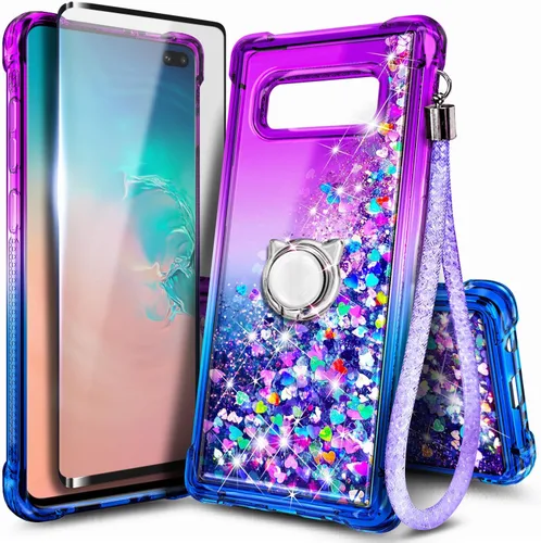 Miniatura 18 de NGB Diseñada para funda Samsung Galaxy Note 10+ (Plus), Rosa/Aguamarina Funda con Purpurina Líquida Brillante Linda para Mujeres Niñas Niños