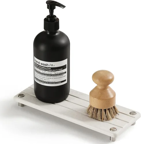 Miniatura 18 de Organizador de Fregadero de Cocina, Bandeja de Piedra Absorbente de Agua para Fregadero, Bandeja de Encimera de Baño de Diatomita, Protector