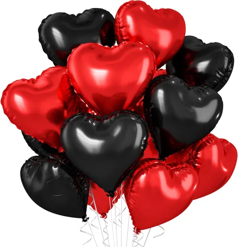 Miniatura 49 de Globos de corazón azul bebé, 10 piezas de globos en forma de corazón azul claro y blanco pastel, globos de papel de aluminio blanco arena crema