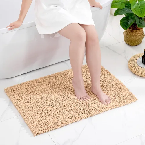 Miniatura 7 de Disolla Alfombra de baño pequeña, antideslizante, lavable, color beige, 17 x 24 pulgadas, súper absorbente, suave, alfombra de baño de felpilla