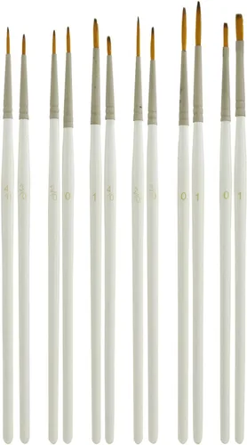 Miniatura 9 de U.S. Art Supply Juego de 8 pinceles Taklon con detalles y delineadores con mango de agarre cómodo de madera, arte, detalles, acrílico, óleo, acuarela
