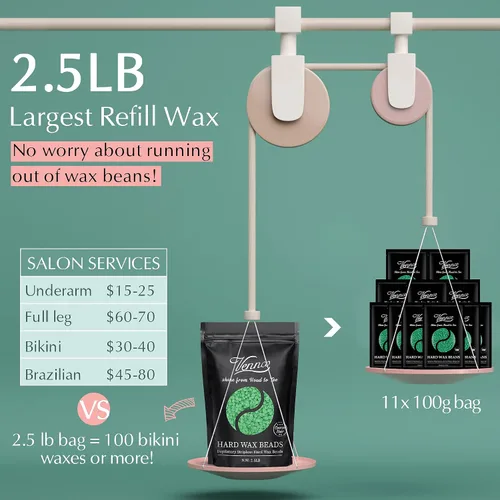 Miniatura 2 de VENNCO Perlas de Cera de Aloe de 2.5 libras - Granos de Cera Dura para Depilación de Vello Grueso, Recarga Grande Suave para Kit de Calentador