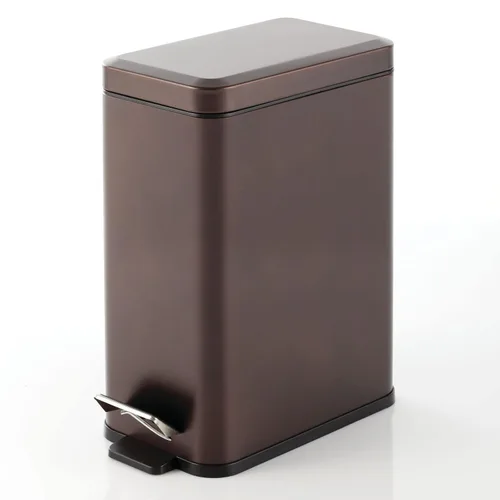 Miniatura 16 de mDesign - Cubo de basura de 1,3 galones de perfil delgado con escalón de metal, papelera, contenedor de basura, baño, tocador, dormitorio, cocina