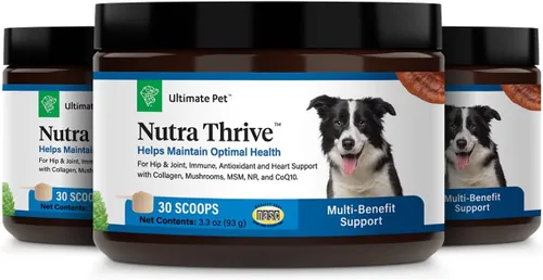 Miniatura 10 de Ultimate Pet Nutrition Nutra Thrive Canine, suplemento nutricional en polvo 40 en 1 para perros con digestión y apoyo inmunológico, vitaminas