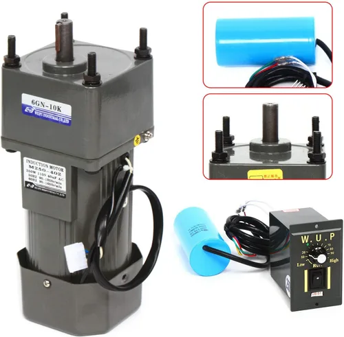 Miniatura 3 de Motor de engranaje de 110 V CA Motor reversible + controlador de velocidad variable Motor de velocidad ajustable monofásico 1:10, motor de reducción