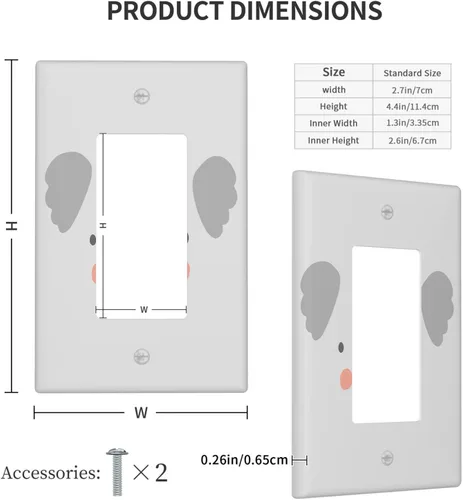 Miniatura 4 de Lindo Koala - Placa de interruptor de luz de 1 banda, placa de pared basculante individual, placa decorativa eléctrica GFCI para decoración