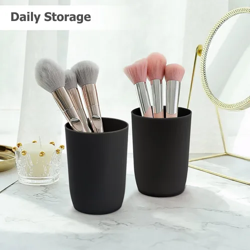 Miniatura 6 de Topsky Paquete de 4 vasos de baño – Plástico reutilizable para cepillo de dientes, enjuague bucal, cepillado
