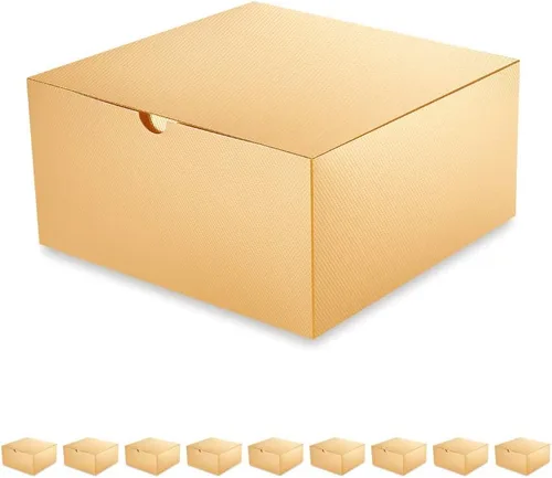 Miniatura 15 de PACKQUEEN Cajas de regalo de Navidad color dorado champán, paquete de 10 unidades de 6 x 6 x 4 pulgadas, cajas de regalo pequeñas con tapas, cajas
