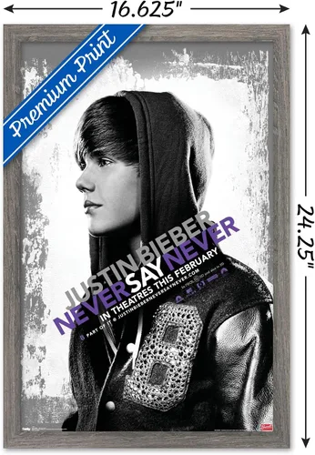 Miniatura 3 de Trends International Justin Bieber - Póster de pared con texto en inglés "Never Say Never Say Never", 14.725 x 22.375 pulgadas, versión enmarcada