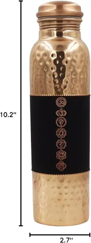 Miniatura 5 de Botella de agua de cobre puro sin forro, sin recubrimiento y sin laca, para beneficios de salud ayurvédica, 33.8 fl oz (33.81 onzas líquidas)