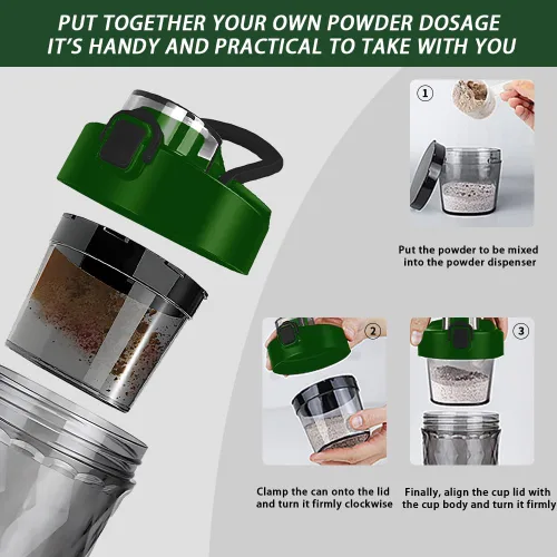 Miniatura 5 de PROCHAIN Botella agitadora eléctrica de proteínas, mezclador de batidos de proteínas, taza de mezcla automática portátil para preentrenamiento, Verde