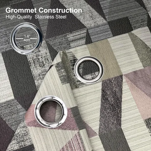 Miniatura 7 de always4u Cortinas geométricas de jacquard con textura de lino sintético, 2 paneles de 84 pulgadas para sala de estar, dormitorio, 54 x 84 pulgadas