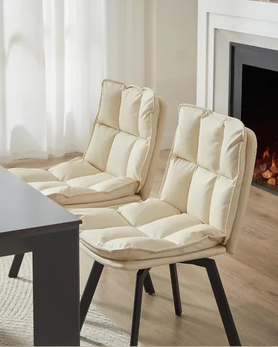 Miniatura 8 de BedsPick Juego de 2 sillas de comedor giratorias de 360°, silla de cocina tapizada de piel sintética, silla de comedor moderna de mediados de siglo